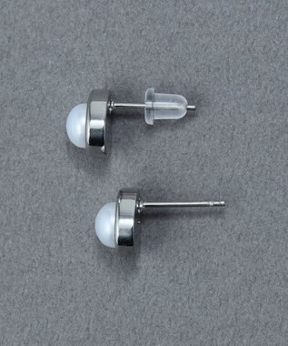 Phoebe 〈金属アレルギー対応〉ニュアンスメタルドロップパールピアス/シルバー　淡水パール/天然パール シルバー