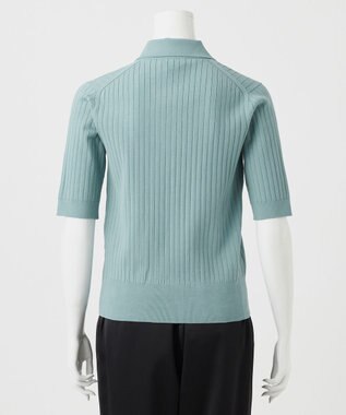 23区 【R(アール)】シルクコットン ポロカラー リブニット ライトアッシュグリーン系