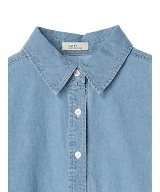 earth music&ecology クロップドポケットポイントシャツ Sax