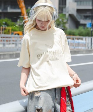 WEGO 【ユニセックス着用ITEM/MLサイズ展開】ステンシルロゴグラフィックT（SS） ホワイトアイボリー