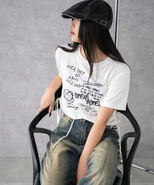 WEGO グラフィックショートサイドリボンドロストT 柄3