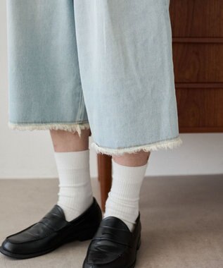 WEGO クロップドワイドデニムパンツ デニム淡色