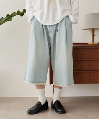 WEGO クロップドワイドデニムパンツ デニム淡色