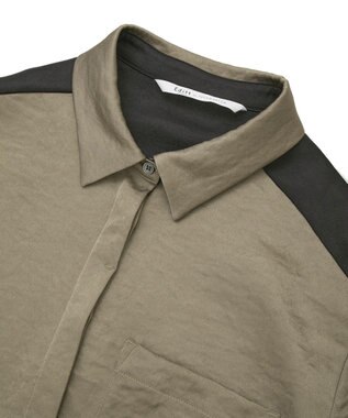 YECCA VECCA ヴィンテージサテンシャツワンピース Khaki