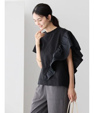 AMERICAN HOLIC ショルダーフリルミニ裏毛プルオーバー Black