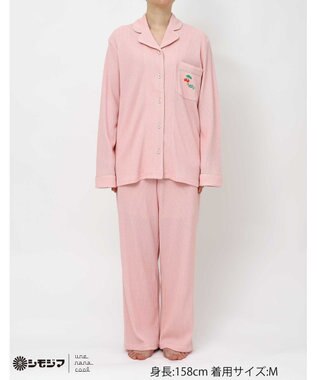une nana cool MADE WITH シモジマ 【綿100%】開襟ワッフルパジャマ ピンク