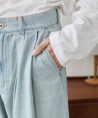 WEGO クロップドワイドデニムパンツ デニム淡色
