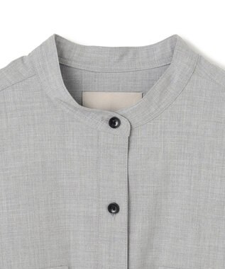UNFILO ウールライク バンドカラーシャツ トップグレー