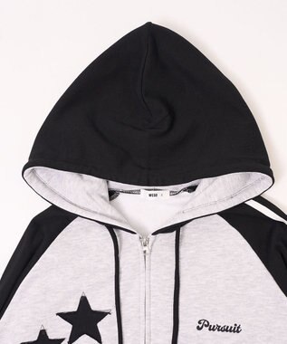 WEGO 【ユニセックス着用ITEM】ラインラグランZIPパーカー アッシュグレー