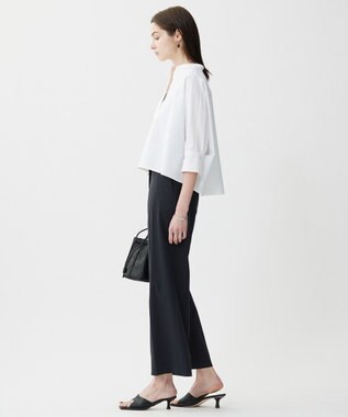 ICB L 【接触冷感・UVカット・洗える】ヴィンテージスパンブロード バンドカラーシャツ オフホワイト系