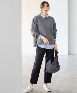 ANY ショートシャギープルオーバーニット チャコール