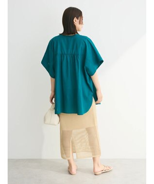 Green Parks 綿麻混ポンチョ風シャツ Blue Green