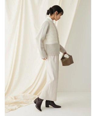 CRAFT STANDARD BOUTIQUE 中綿×ニット切替ジャケット Ivory