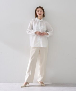 YECCA VECCA イージケアフリルカラーシャツ Off White