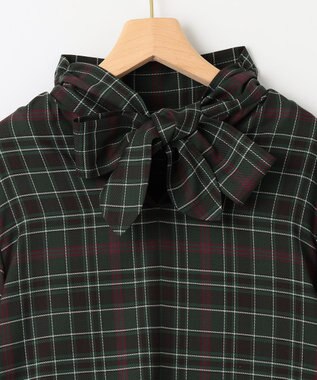 組曲 シアーツイルチェック ハイネックブラウス グリーン系9