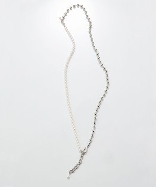 Phoebe 【セレモニーセット】マルチwayメタルボールパールネックレス×2wayグレースツイストラインイヤリングSET シルバー