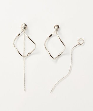 Phoebe 【セレモニーセット】マルチwayメタルボールパールネックレス×2wayグレースツイストラインイヤリングSET シルバー