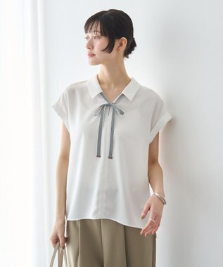 YECCA VECCA 2wayストライプリボンブラウス