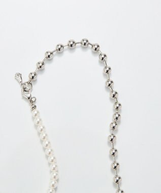 Phoebe 【セレモニーセット】マルチwayメタルボールパールネックレス×2wayグレースツイストラインイヤリングSET シルバー