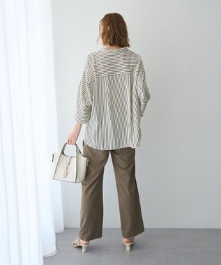 YECCA VECCA バルーン袖スキッパーシャツ Stripe