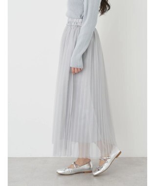 earth music&ecology チュールプリーツスカート Light Gray
