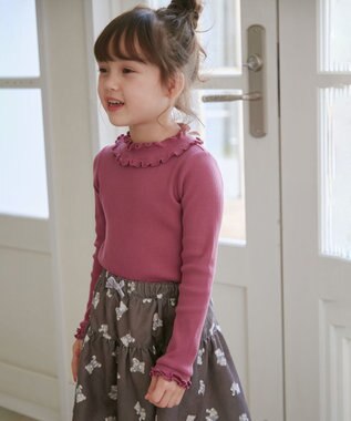 ANY KIDS テレコハイネック長袖Tシャツ ボルドー