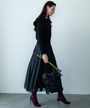自由区 【カトリエムブーケ】Ruche フリルディテールニット ブラック