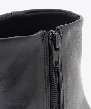 組曲 【23.5cm~24cm】パールヒールミドルブーツ ブラック系