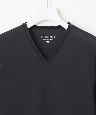 23区GOLF 【MEN】30デニールインナー Vネックカットソー ブラック系
