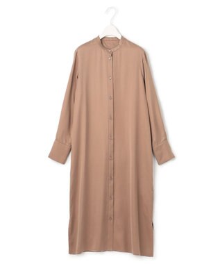 ICB 【洗える】 ルゼブフィブリルサテン シャツワンピース レディッシュブラウン系