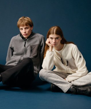 JOSEPH ABBOUD MOUNTAIN 【軽さ/ストレッチ】ホールガーメント3Dニット トスタンドZIPプルオーバー グレー系