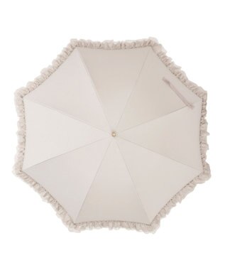 MOONBAT 【ランバン オン ブルー（LANVIN en Bleu）】晴雨兼用日傘　ビジュー付きオーガンジーフリル キャメル