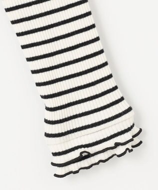 ANY KIDS 襟リボンカットソー ブラック×オフホワイト（ボーダー）