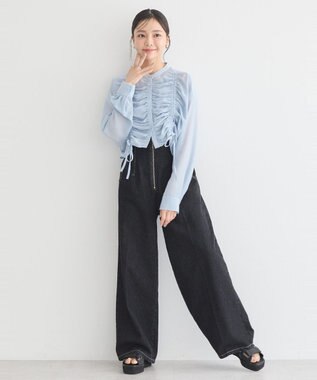 earth music&ecology フロントドロストショートシャツ Sax