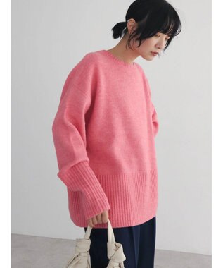 Green Parks ｆｕｗａっとメランジ袖リブ長めニットプルオーバー