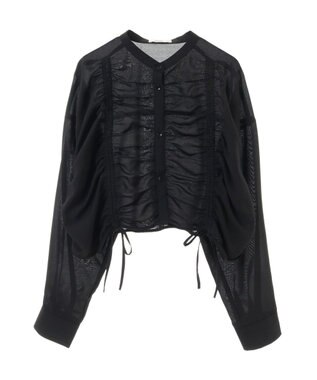 earth music&ecology フロントドロストショートシャツ Black