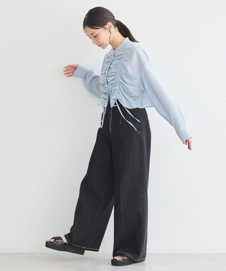 earth music&ecology フロントドロストショートシャツ Sax