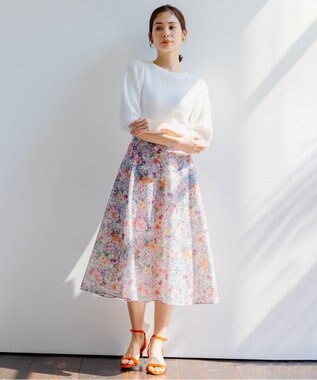 組曲 S 【洗える】CHAIギャザースリーブ ニット アイボリー系