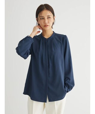 Green Parks ＢＰ　ケア楽　ポイント釦ブラウス Navy