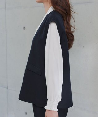 Tiaclasse 【ブラウス&ベスト&パンツ3点セット】リボンタイブラウス＋ベスト付き 3点セットアップ ネイビー