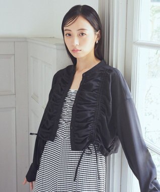 earth music&ecology フロントドロストショートシャツ Black