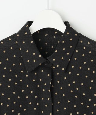 自由区 L 【WEB限定】コットンサッカープリント シャツ ブラック×ブラウン