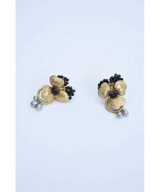 monshiro 【パール】ビオラ イヤリング（ブラック） ゴールド