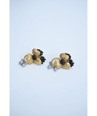 monshiro 【パール】ビオラ イヤリング（ブラック） ゴールド