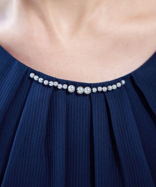 Tiaclasse L 【洗える】ドビーシフォンパールブラウス ネイビー