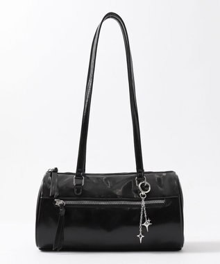 WEGO キラキラチャーム付きドラムボストンバッグ ブラック