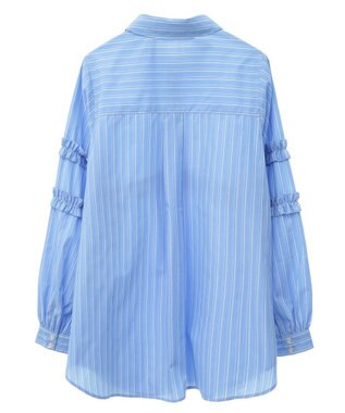 earth music&ecology レギュラーカラーフリルシャツ Blue