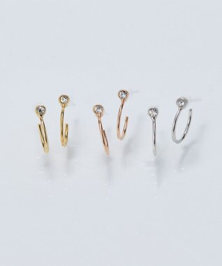 Phoebe 【金属アレルギー対応】ポイントビジューフープピアス/ニッケルフリー シルバー シルバー