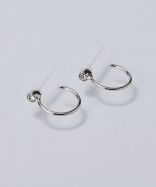 Phoebe 【金属アレルギー対応】ポイントビジューフープピアス/ニッケルフリー シルバー シルバー