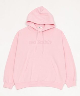 WEGO 【ユニセックス着用ITEM】エンボスステッチロゴプルパーカー ピンク